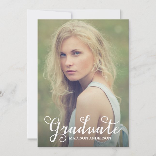 Letra a Mano | Invitación a Fiesta de Graduación (Anverso)