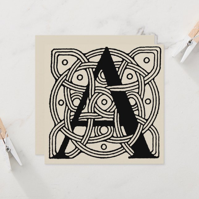 Letra A Monograma De Knot Celta Vintage (Anverso/Reverso In Situ)