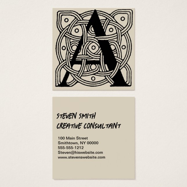 Letra A Monograma De Knot Celta Vintage (Anverso y reverso)