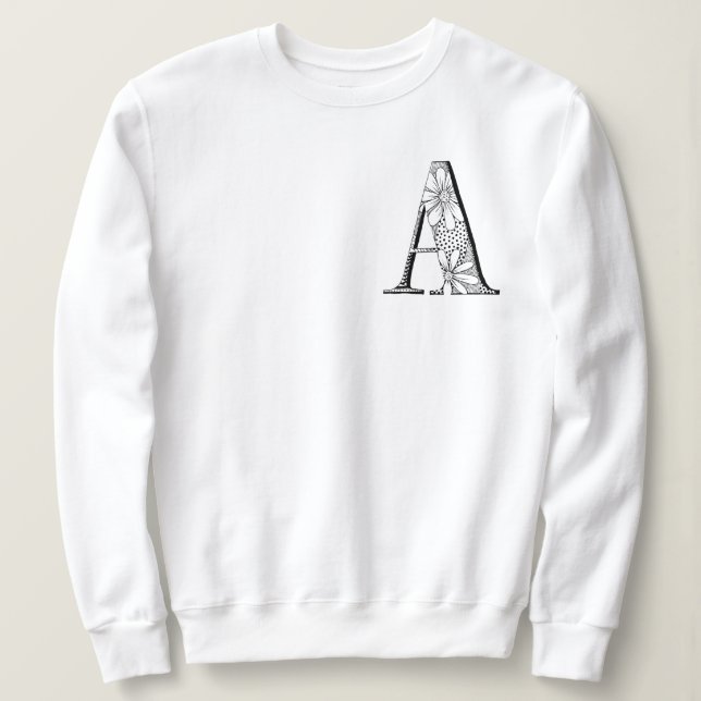 Letra 'A' sudadera monograma inicial (Anverso del diseño)