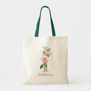 Letra acuarela floral rosada I bolsa de tocador mo