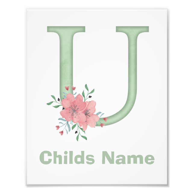 Letra acuarela personalizada Impresión fotográfica (Frente)