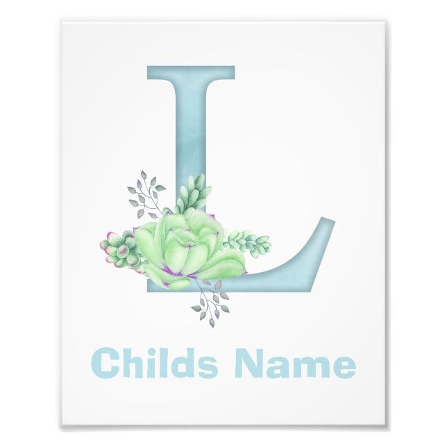 Letra acuarela personalizada Imprimir foto de L (Frente)