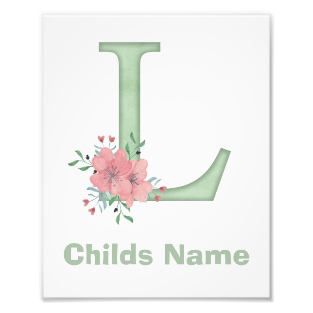 Letra acuarela personalizada Imprimir foto de L (Frente)