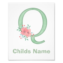 Letra acuarela personalizada Q Foto impresa