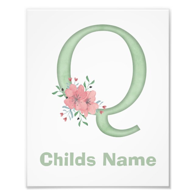 Letra acuarela personalizada Q Foto impresa (Frente)