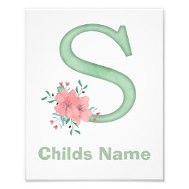 Letra acuarela personalizada S Foto impresa