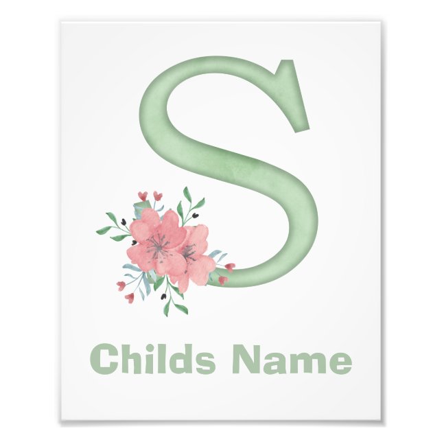 Letra acuarela personalizada S Foto impresa (Frente)