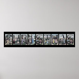 Letra alfabeta navidad arte Poster