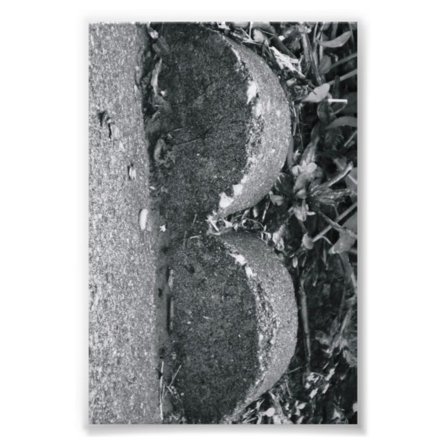 Letra alfabética fotografía B3 blanco y negro 4x6 (Frente)