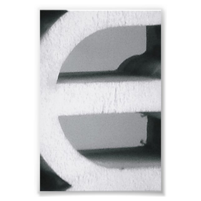 Letra alfabética fotografía E2 blanco y negro 4x6 (Frente)