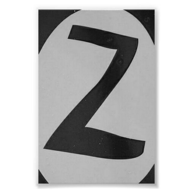 Letra alfabética fotografía Z1 blanco y negro 4x6 (Frente)