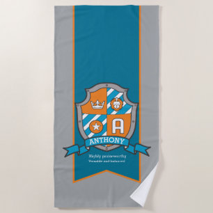 Letra Anthony gris escudo niños Toalla de nombre A
