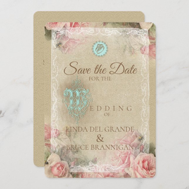 Letra antigua - Guardar la tarjeta de fecha (Anverso / Reverso)