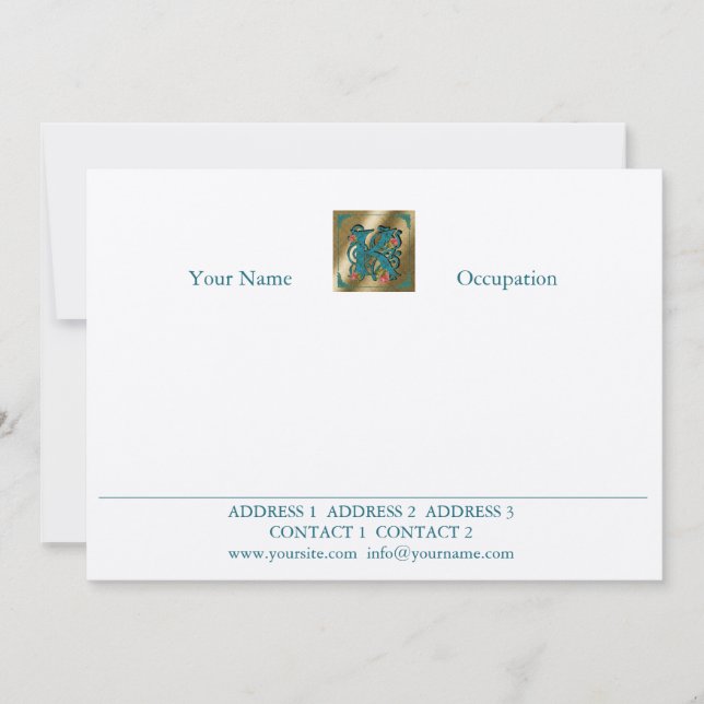 Letra antigua K - tarjeta de correspondencia (Anverso)