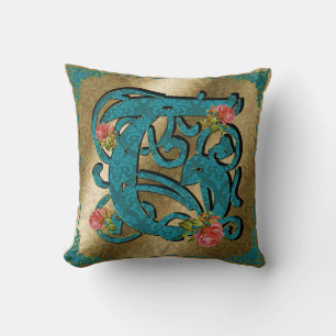 Letra antigua T - almohada