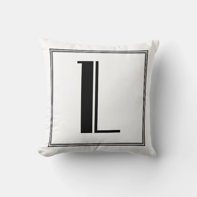 Letra Art Deco L almohada monogramada (Anverso)
