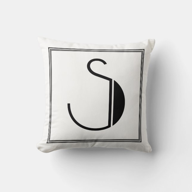 Letra Art Deco S almohada monogramada (Anverso)