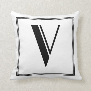 Letra Art Deco V almohada monogramada