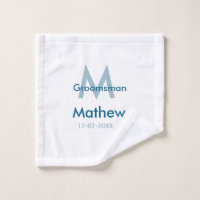 Letra azul marino groomsman fecha masculina por