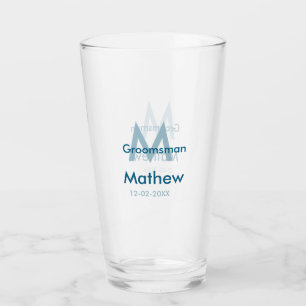 Letra azul marino groomsman fecha masculina por