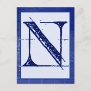 Letra azul "N" tipografía tarjeta de cartel