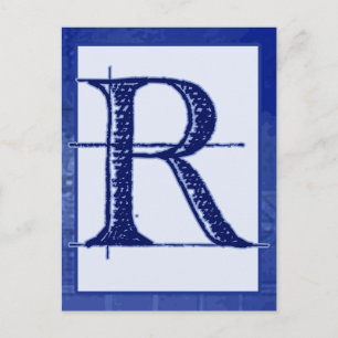 Letra azul "R" tipografía tarjeta de bandera