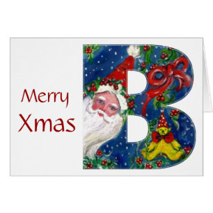 LETRA B / SANTA CLAUS CON MONOGRAMA DE CINTA ROJA