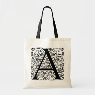 Letra blanca y negra vintage 'A' - bolsa