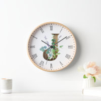 Letra bonito rústica J Reloj de marco de madera