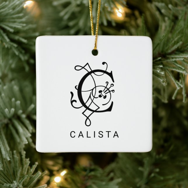 Letra C Elegante Monograma Ornamento de Navidad (Árbol)