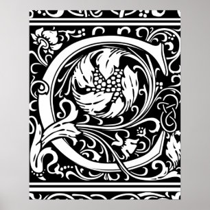 Letra C Monograma Arte Nouveau Medieval