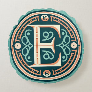Letra celta pastel "E" Cojín decorativo redondo