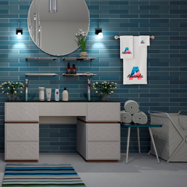 Letra clásica azul coral monogramado blanco (Subido por el creador)