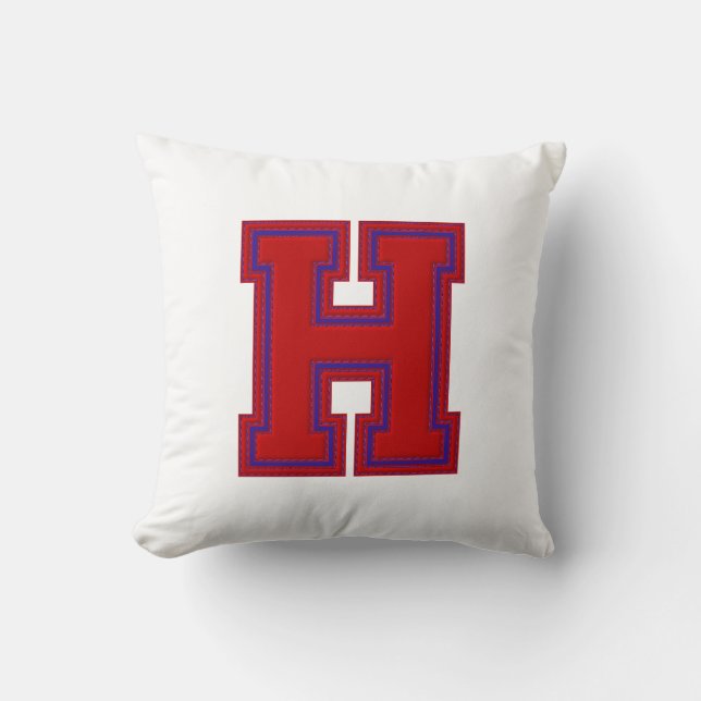 Letra colegiada Cojín decorativo, rojo-azul H (Anverso)