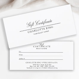 Letra cursiva elegante | Certificado de regalo de