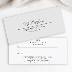 Letra cursiva elegante   Certificado de regalo de 