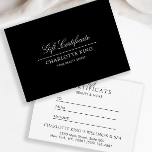 Letra cursiva elegante Certificado de regalo de