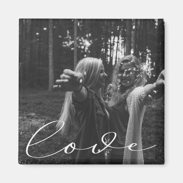 Letra cursiva elegante | Imán fotográfico (Frente)