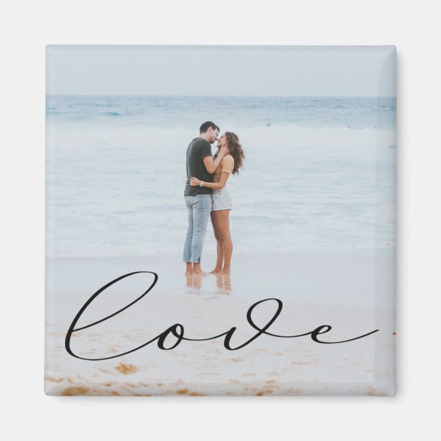 Letra cursiva elegante | Imán fotográfico (Frente)