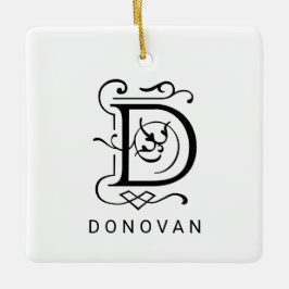 Letra D Elegant Monograma Ornamento de Navidad