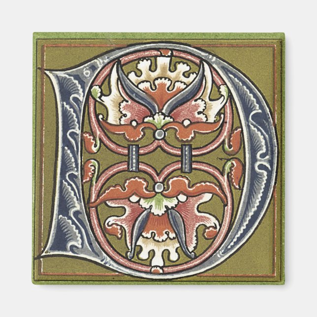 Letra 'D' en color - imán (Frente)