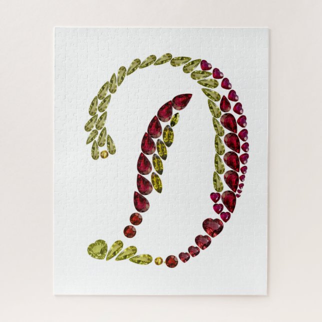 Letra D hecha con guijarros Nombre rompecabezas (Vertical)