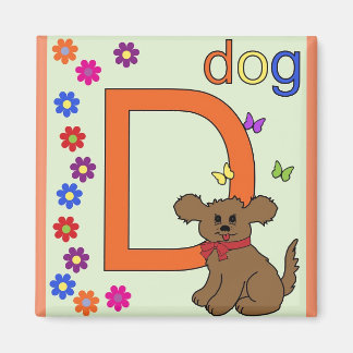 "Letra D" para imán infantil de perro