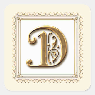Letra D - sello de Boda formal clásico de oro y en
