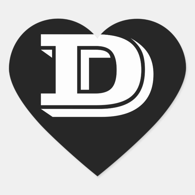 Letra D Vineta Font Pegatinas de corazón negro de  (Anverso)