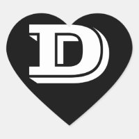 Letra D Vineta Font Pegatinas de corazón negro de 
