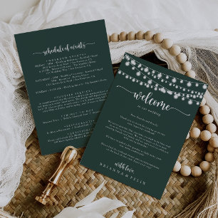 Letra de cadena verde Boda carta de bienvenida