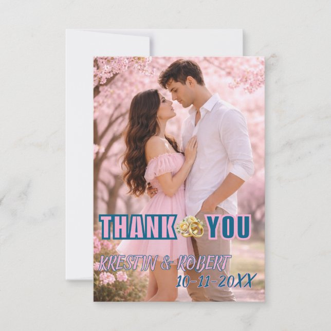 letra de caligrafía agradecimiento foto de boda  (Anverso)