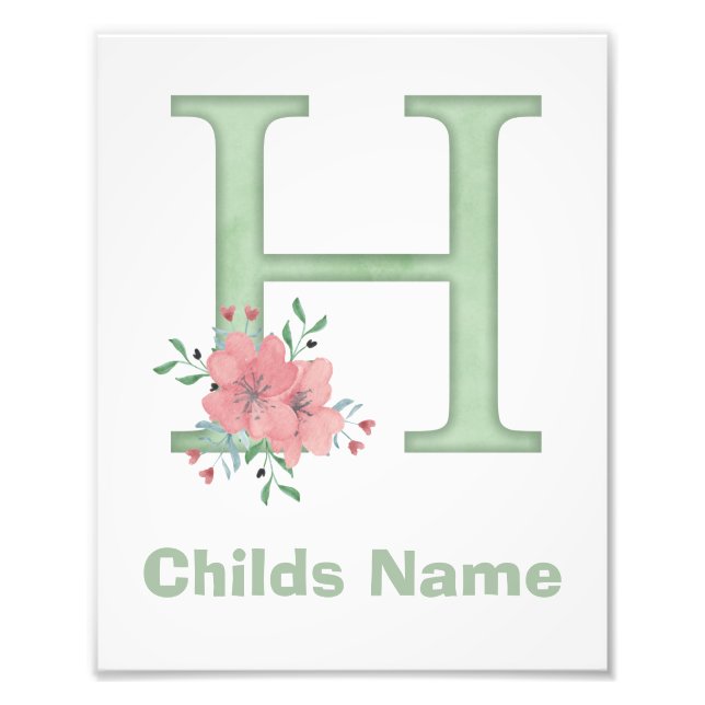 Letra de color de agua personalizada Imprimir foto (Frente)